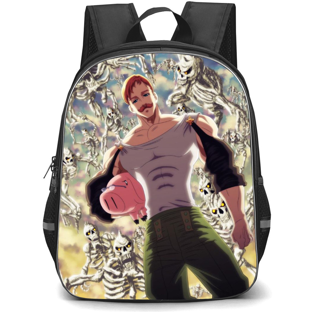 The Seven Deadly Sins Backpack Student Pack - Escanor And Hawk Attacking Skeletons