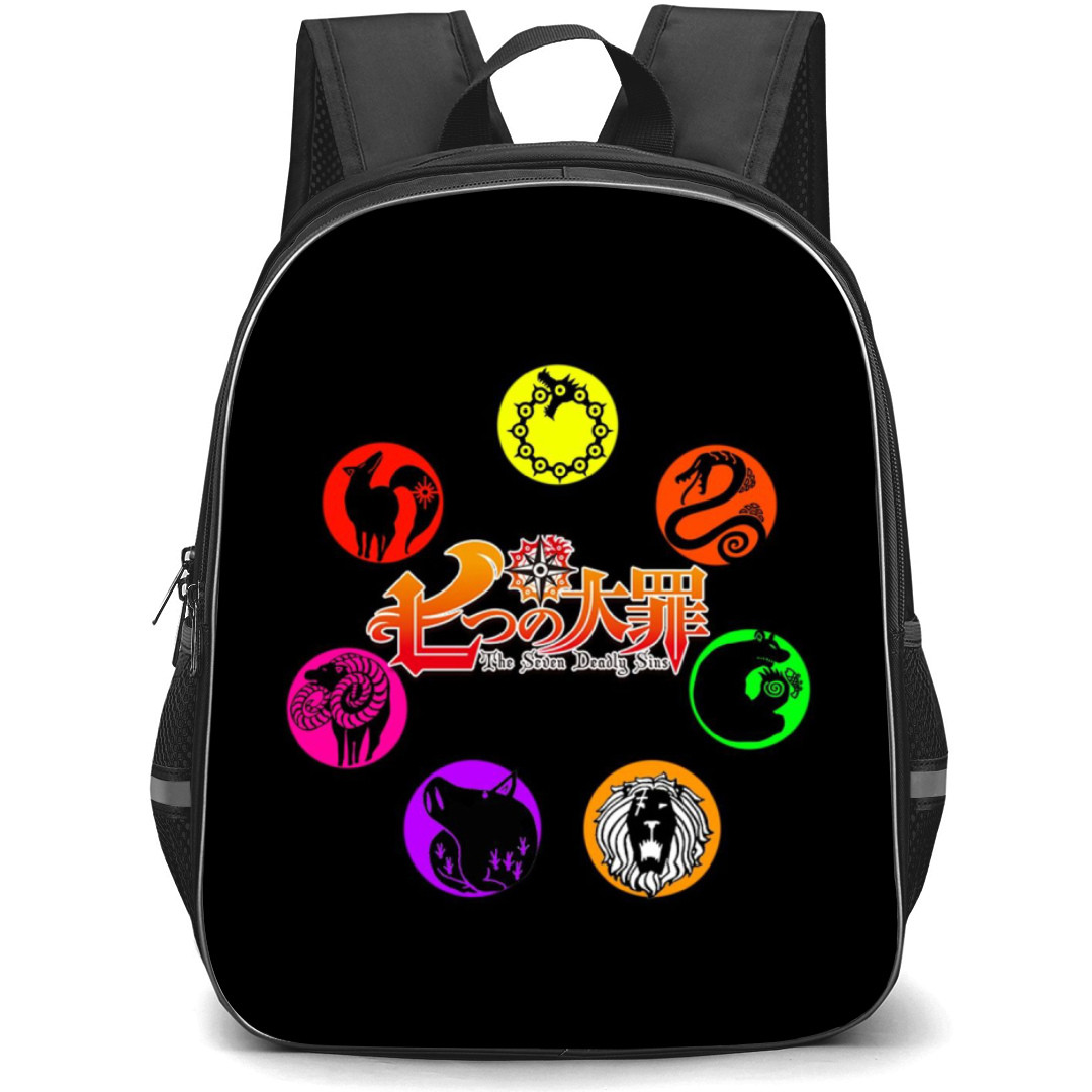 The Seven Deadly Sins Backpack Student Pack - Logo Series On Black Background
