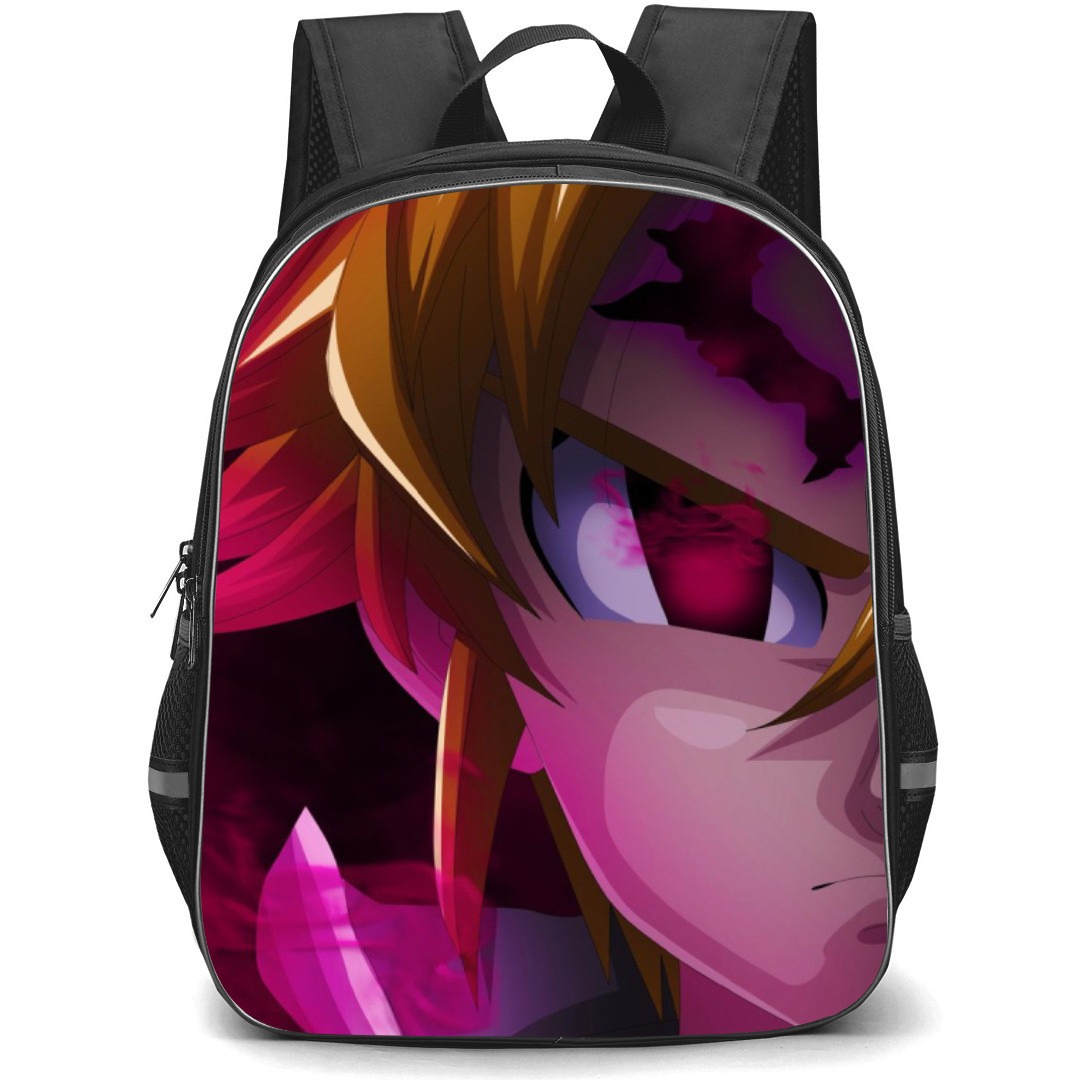 The Seven Deadly Sins Meliodas Backpack Student Pack - Meliodas Fierce Half Face Portrait