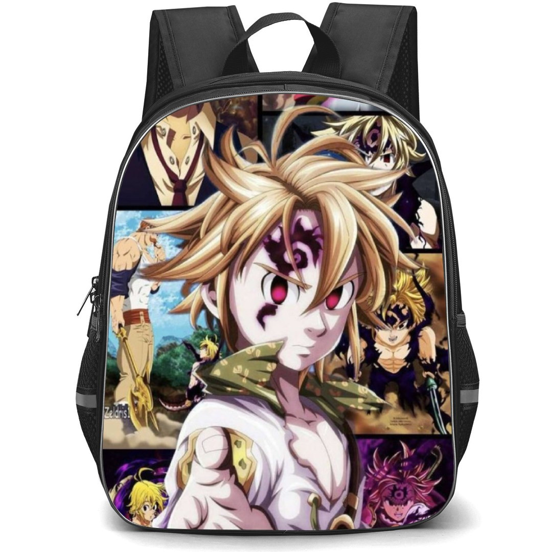 The Seven Deadly Sins Meliodas Backpack Student Pack - Meliodas Fierce Portrait Collage Background