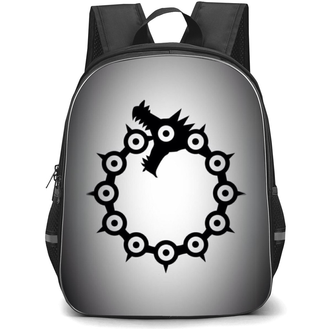 The Seven Deadly Sins Meliodas Backpack Student Pack - Meliodas Logo Black And White