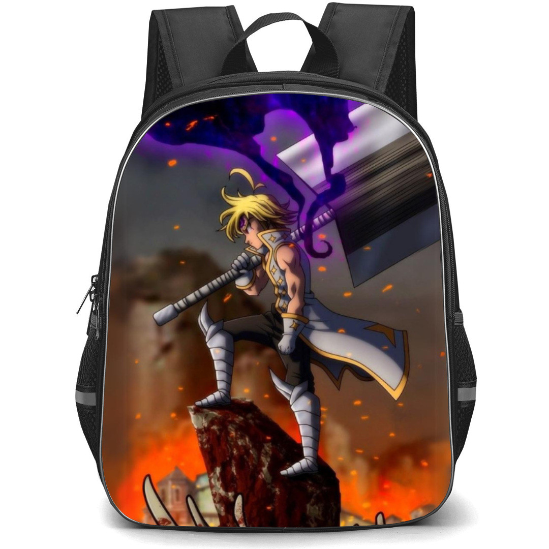 The Seven Deadly Sins Meliodas Backpack Student Pack - Meliodas Sword Side Portrait War