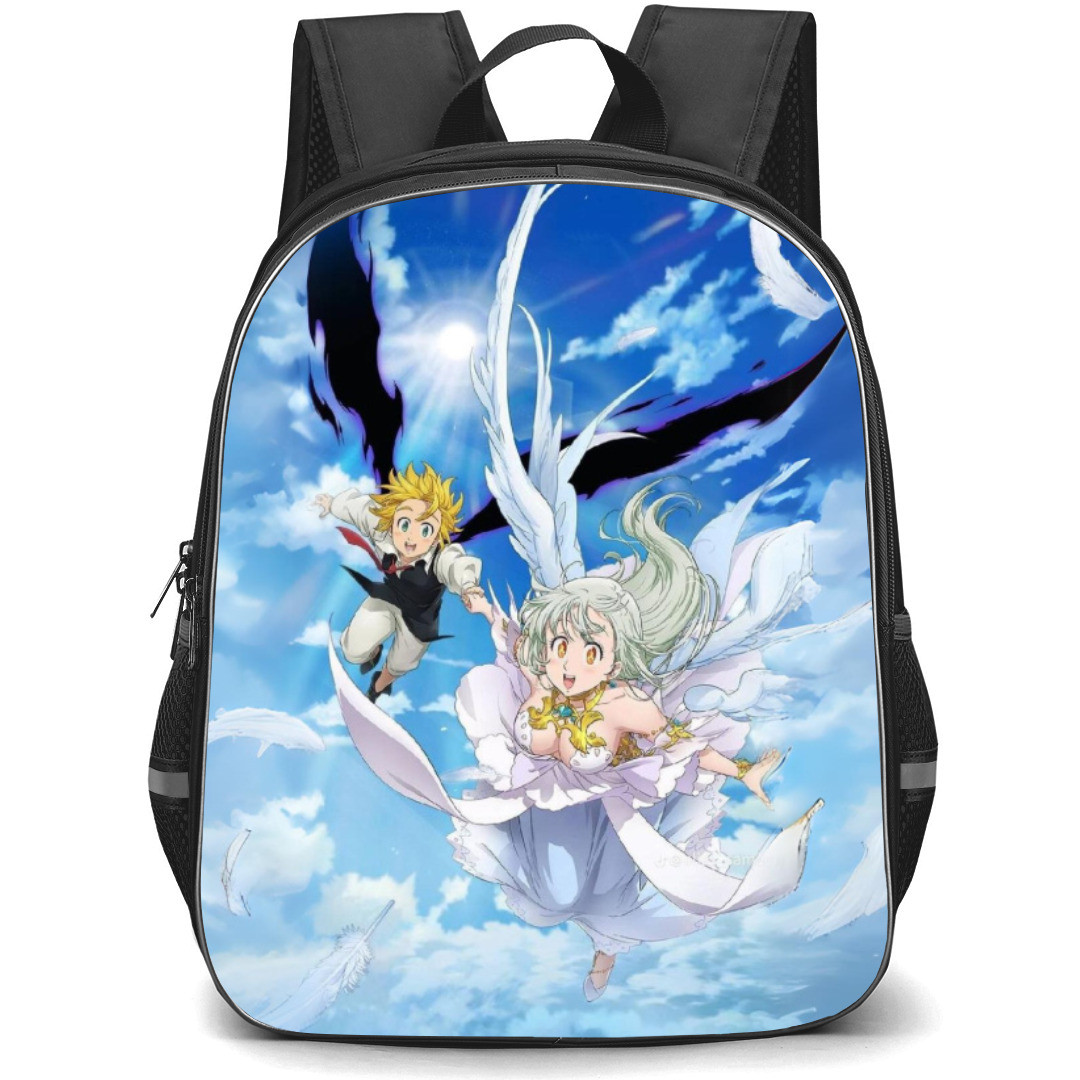 The Seven Deadly Sins Backpack Student Pack - Meliodas And Elizabeth Fly Holding Hands In Sky
