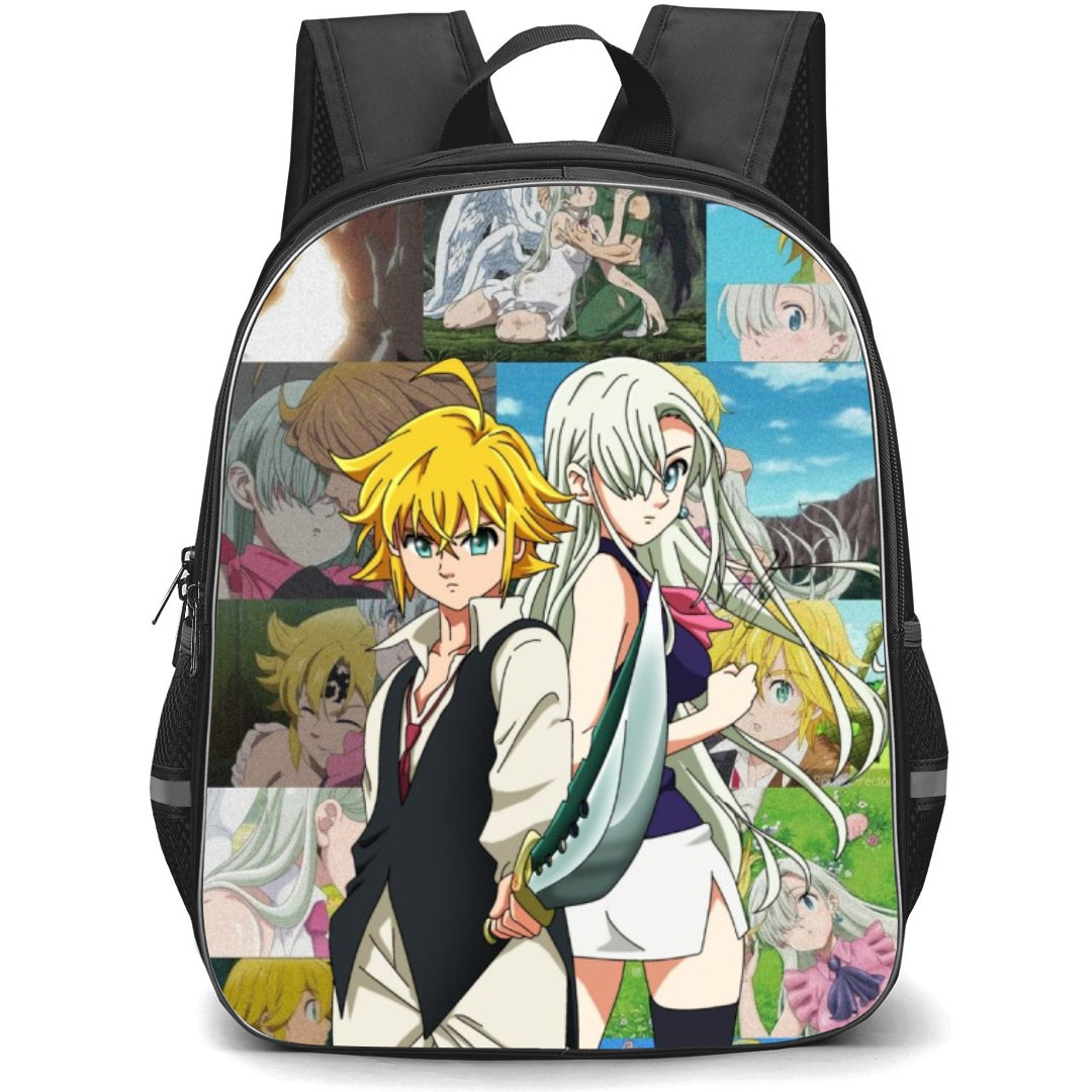 The Seven Deadly Sins Backpack Student Pack - Meliodas And Elizabeth Fierce Portrait Collage Background