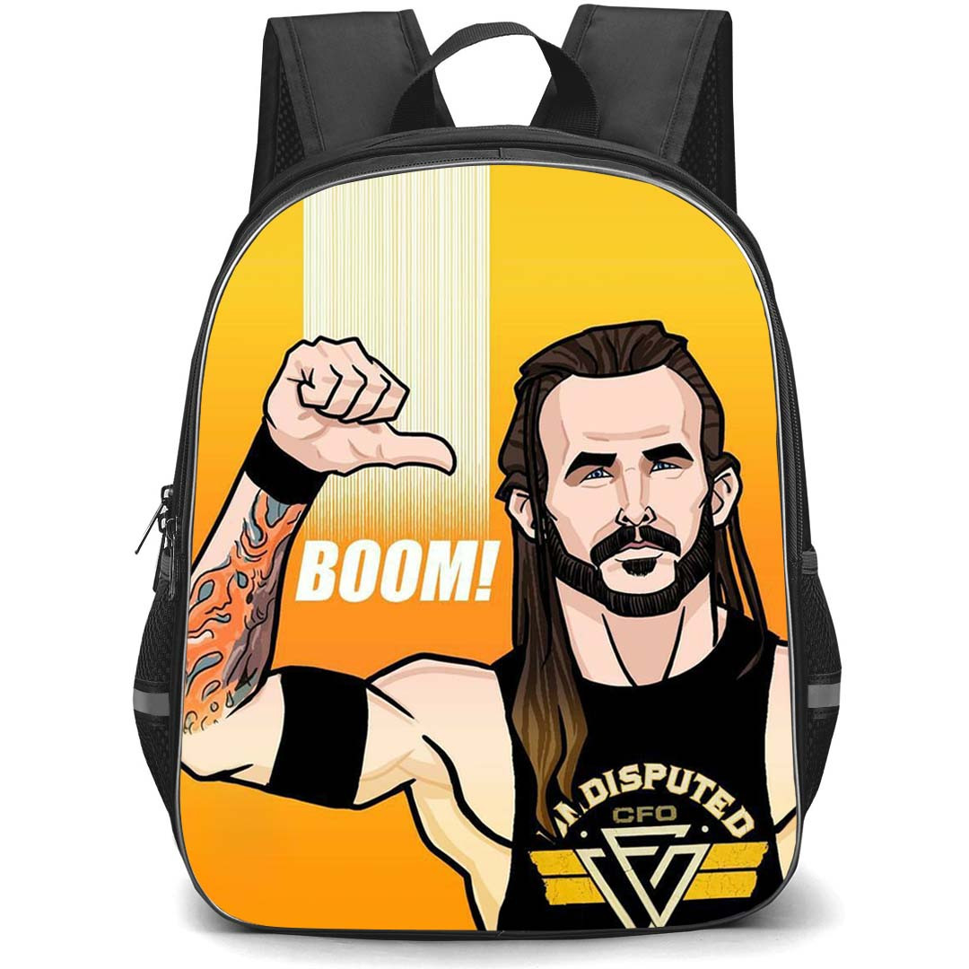 AEW Adam Cole Backpack StudentPack - Adam Cole Boom Cartoon Illustration Orange Background