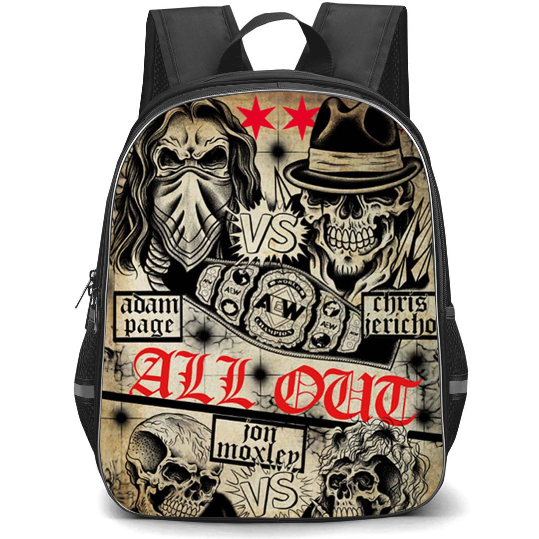 AEW Backpack StudentPack - AWE Adam Vs Chris And Moxley Vs Omega Skull Poster