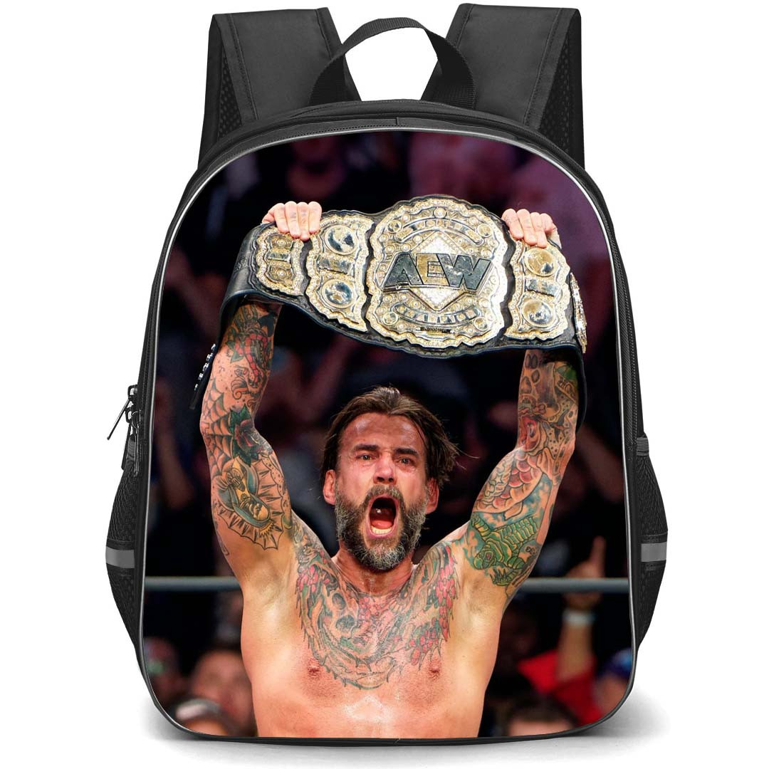 AEW CM Punk Backpack StudentPack - CM Punk Celebration with Champions Belt