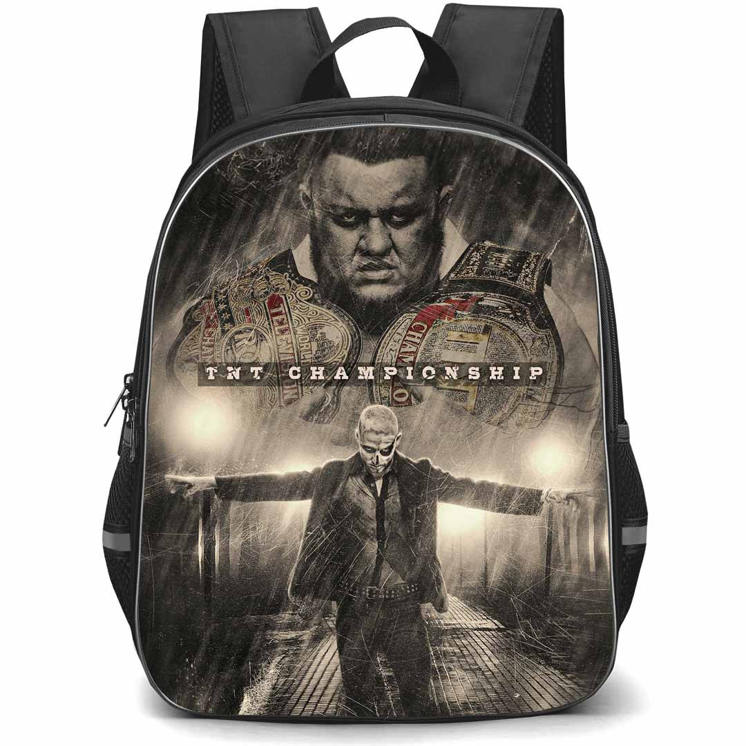 AEW Darby Allin Backpack StudentPack - Darby Allin The Championship Samoa Joe vs Darby Allin Poster Grayscale