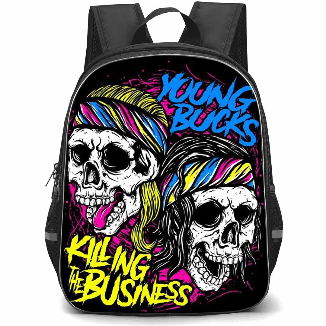 AEW Young Buck Backpack StudentPack - Young Buck Killing The Business Double Skull Graphic Art