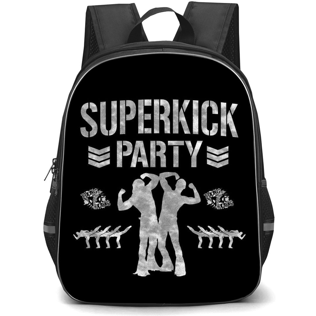 AEW Young Buck Backpack StudentPack - Young Buck Superkick Party Logo On Black Background