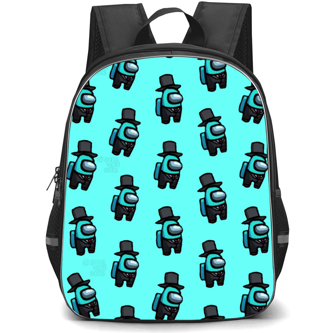 Among Us Cyan Backpack StudentPack - Cyan Pattern Art On Cyan Background