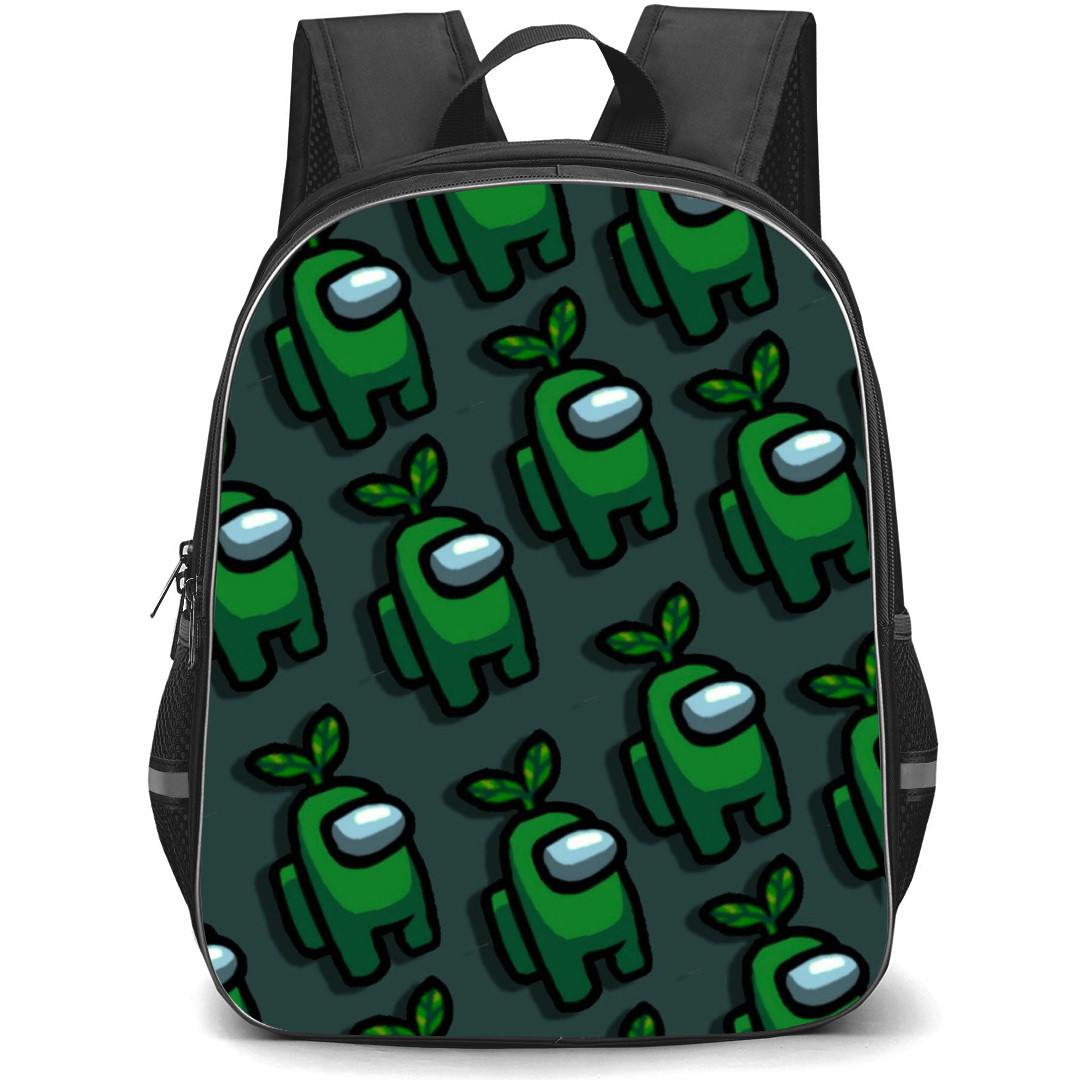 Among Us Green Backpack StudentPack - Green Pattern Art On Green Background