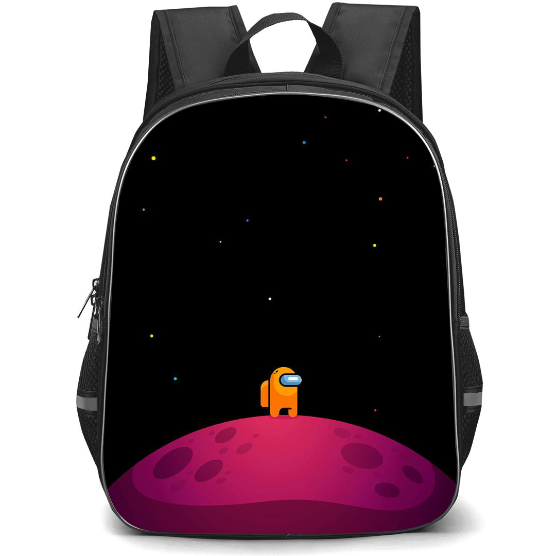 Among Us Orange Backpack StudentPack - Orange Minimalist In Space