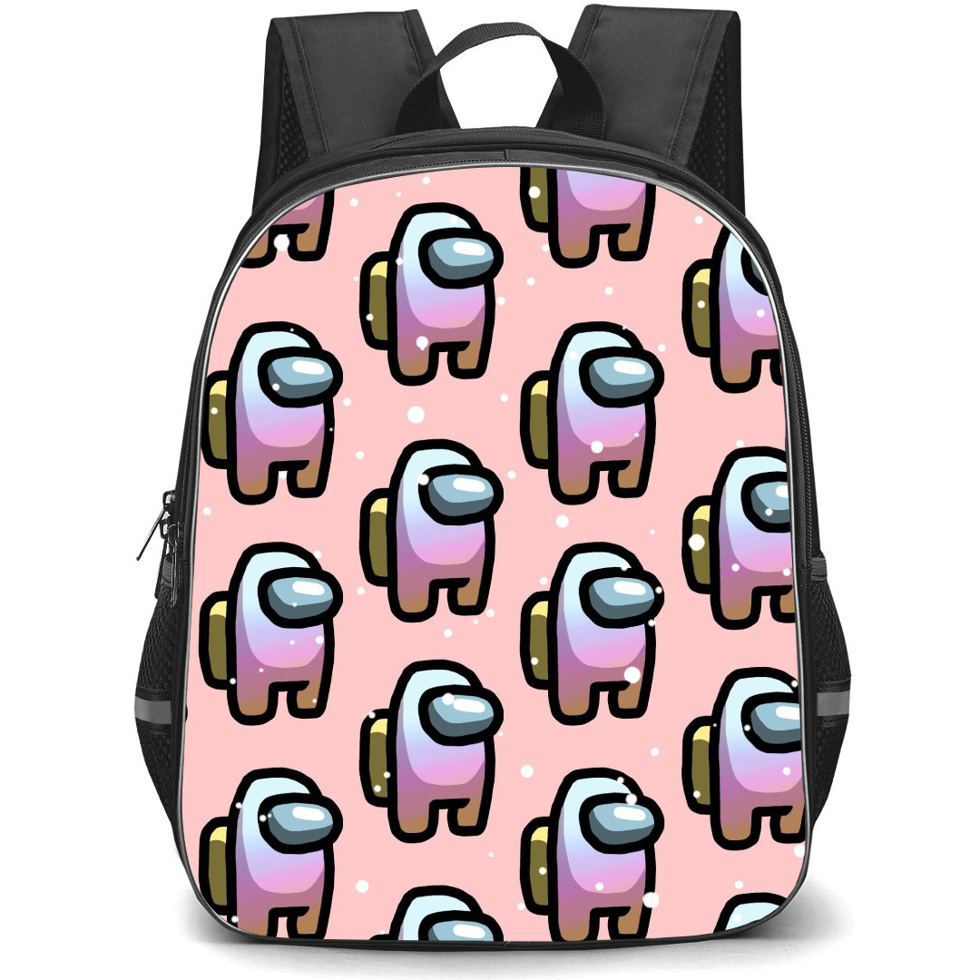 Among Us Backpack StudentPack - Among Us Pattern Art On Pink Background