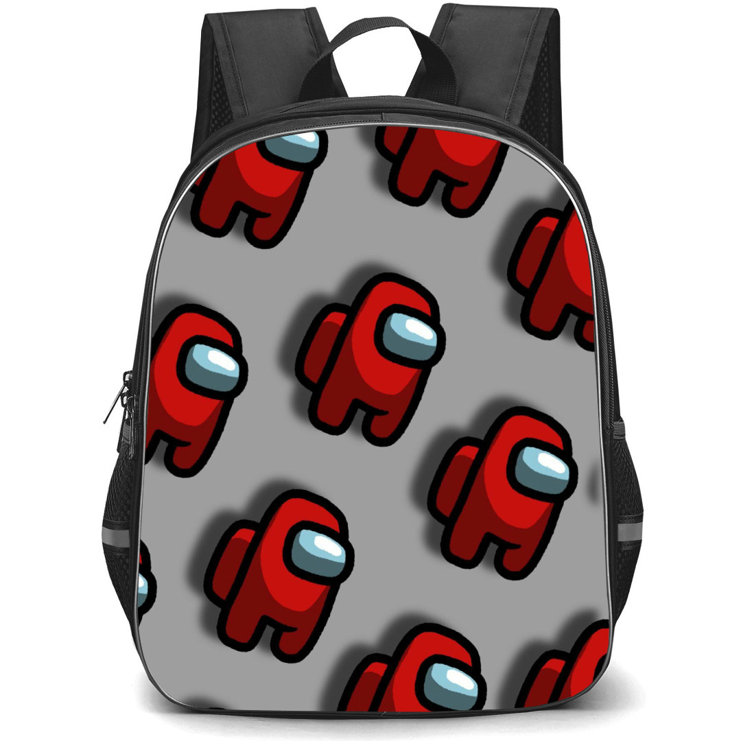Among Us Red Backpack StudentPack - Red Pattern Art On Gray Background