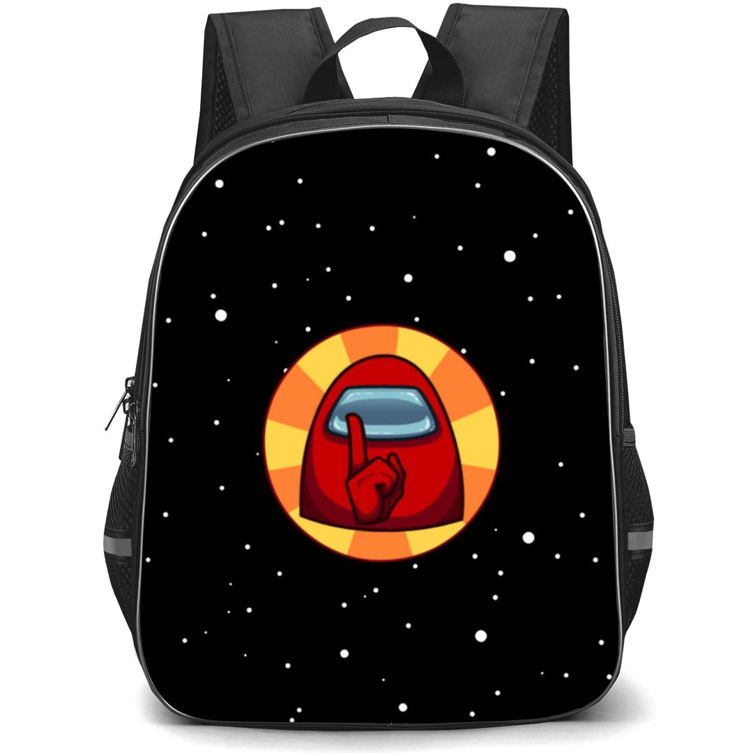 Among Us Red Backpack StudentPack - Red Crewmate Shhh On Black Background