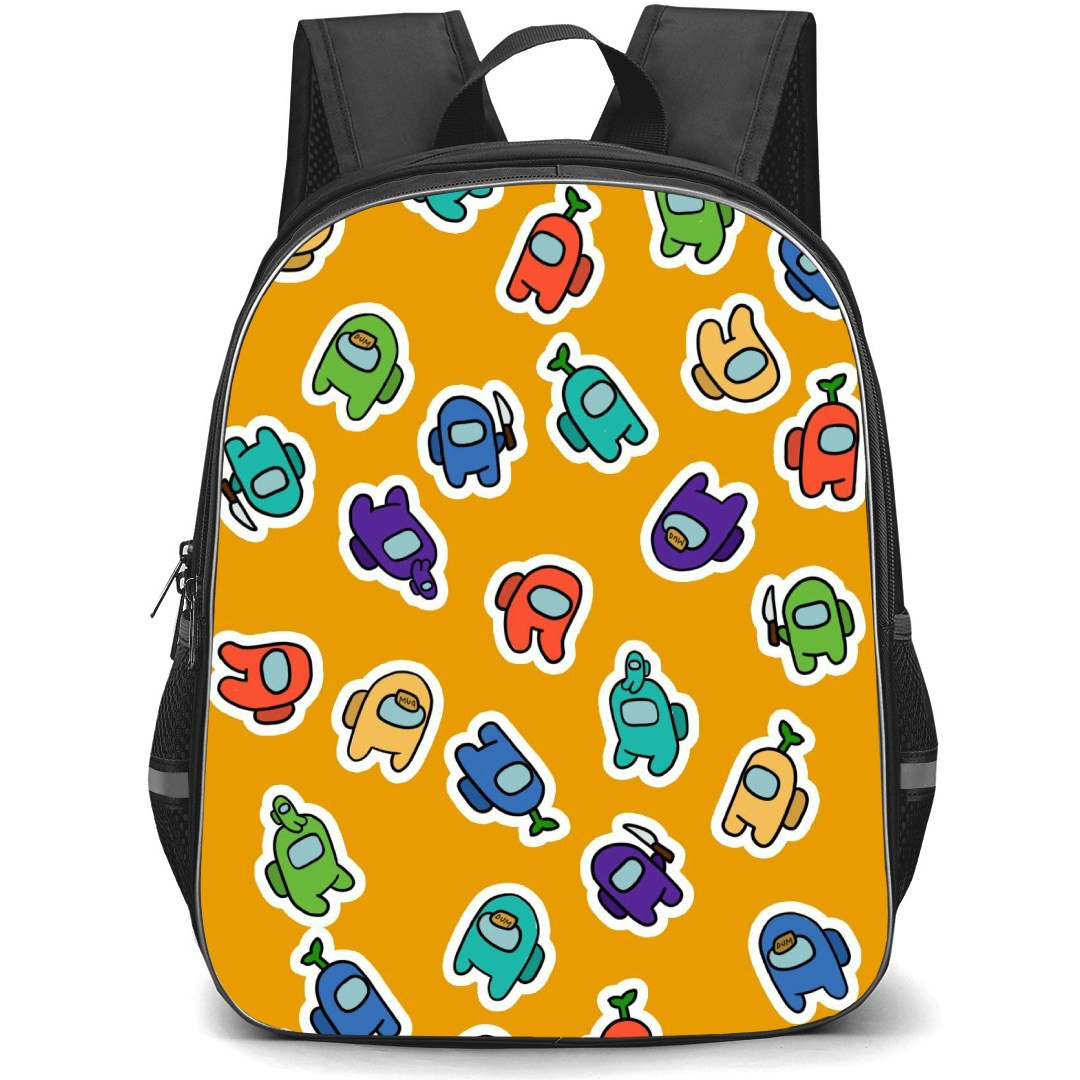 Among Us Backpack StudentPack - Among Us Stickers Art On Orange Background
