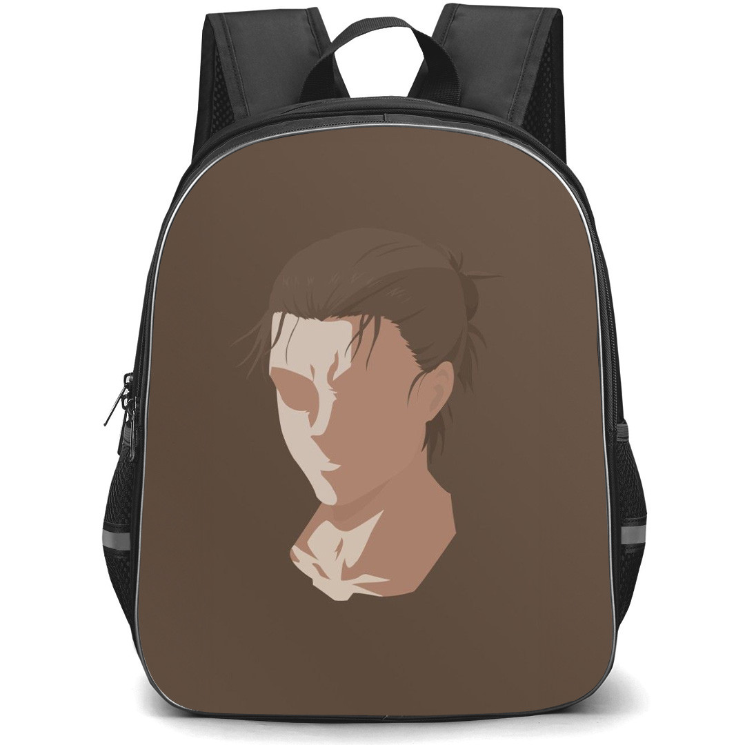 Attack On Titan Eren Backpack StudentPack - Attack on Titan Eren Portrait Minimalist Art On Brown Background