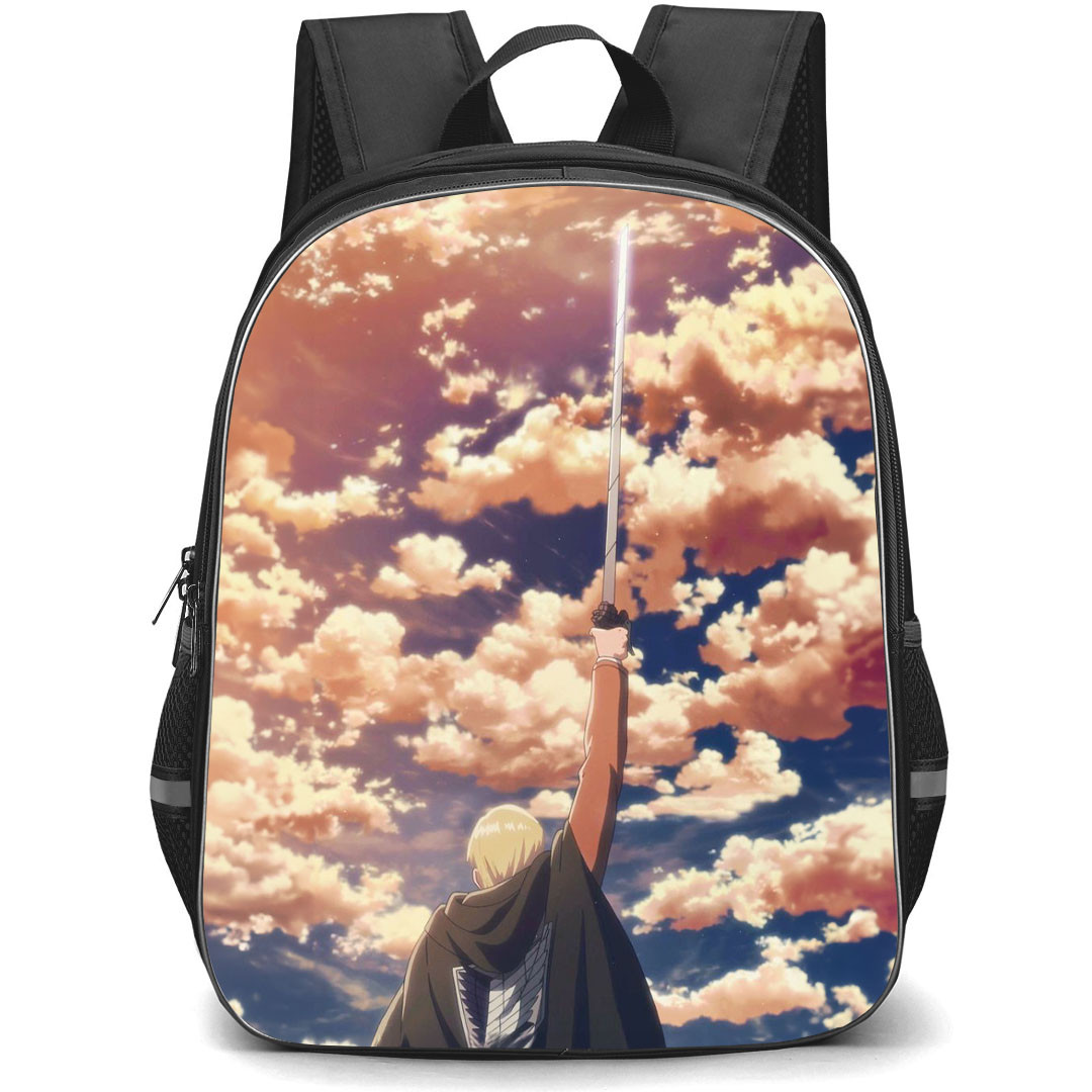 Attack On Titan Eren Backpack StudentPack - Attack on Titan Eren Standing Back On Sky Background