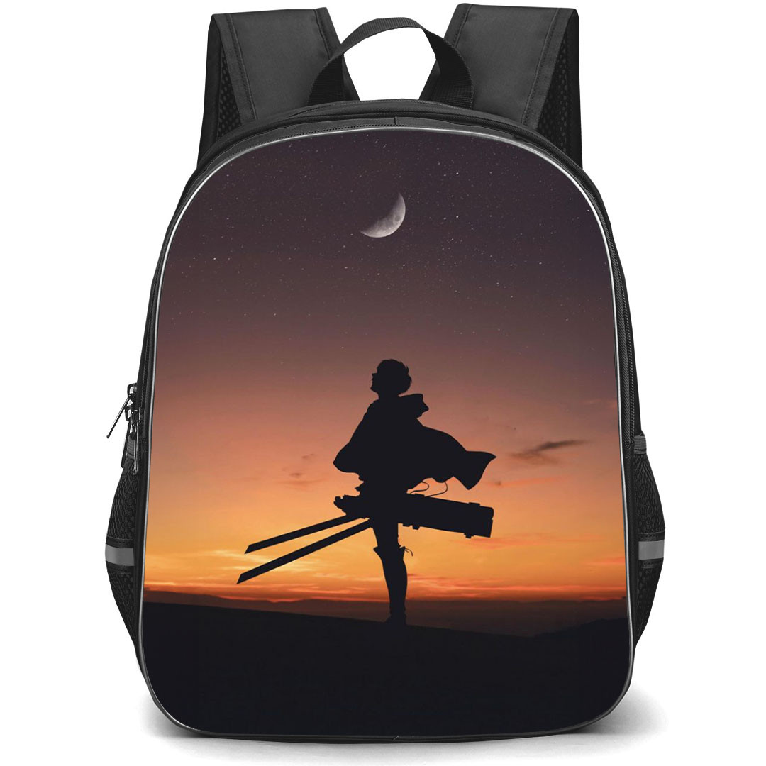 Attack On Titan Eren Backpack StudentPack - Attack on Titan Eren Standing Silhouette On Sunset Background