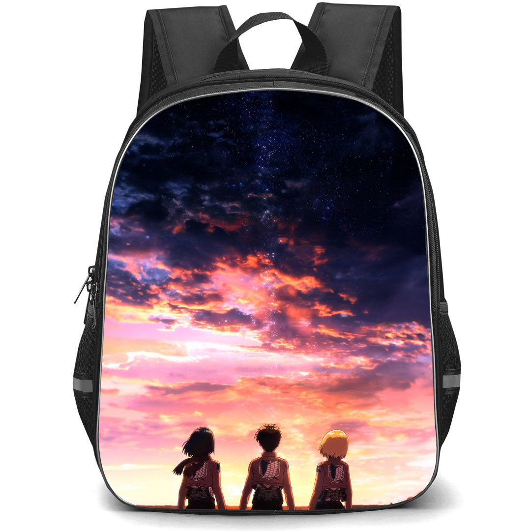 Attack On Titan Backpack StudentPack - Attack on Titan Eren Mkasa And Armin Standing Back Poster