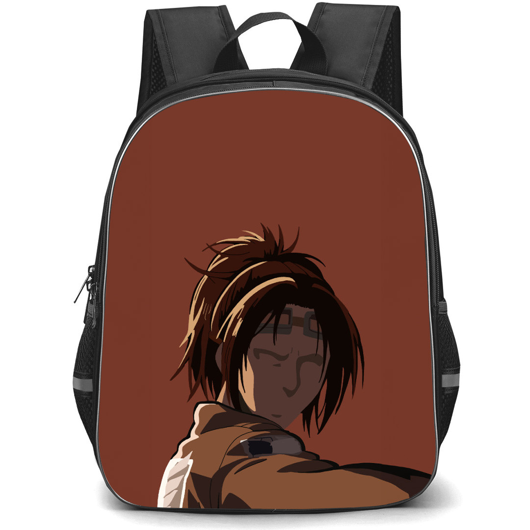 Attack On Titan Hange Backpack StudentPack - Attack on Titan Hange Minimalist Portrait On Brown Background