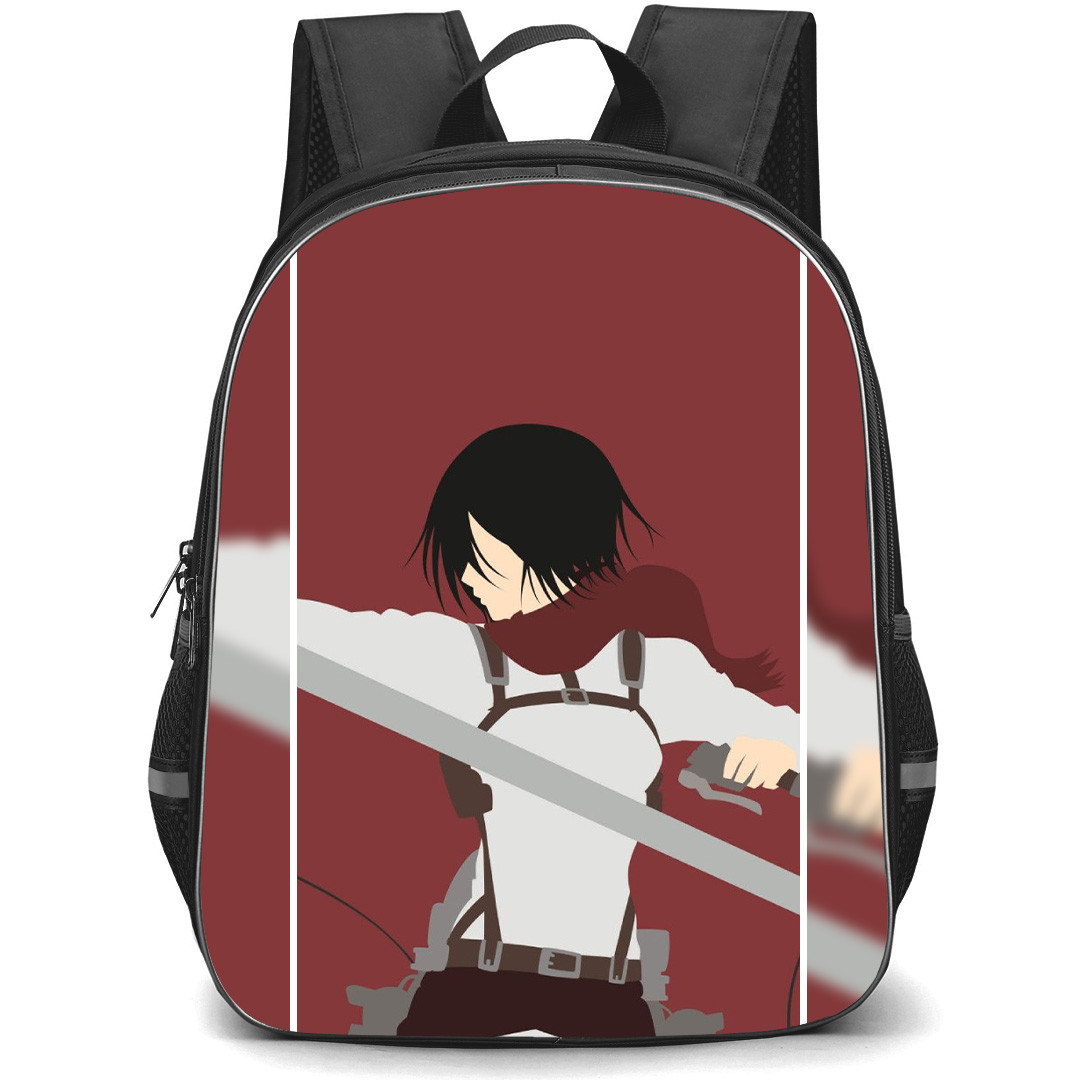 Attack On Titan Mikasa Backpack StudentPack - Attack on Titan Mikasa Standing Minimalist Art On Background