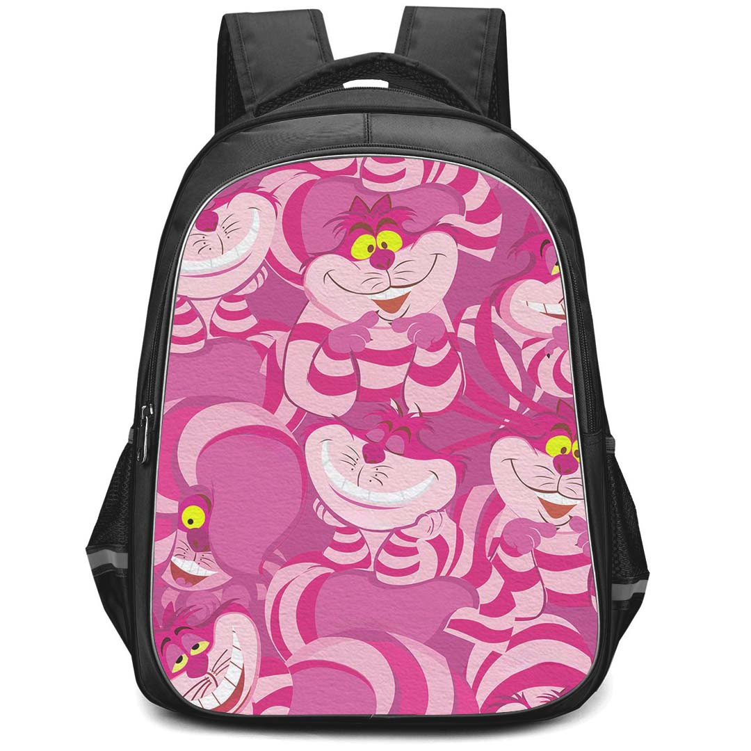 Alice's Wonderland Bakery Cheshire Cat Backpack StudentPack - Cheshire Cat Pink Pattern Art