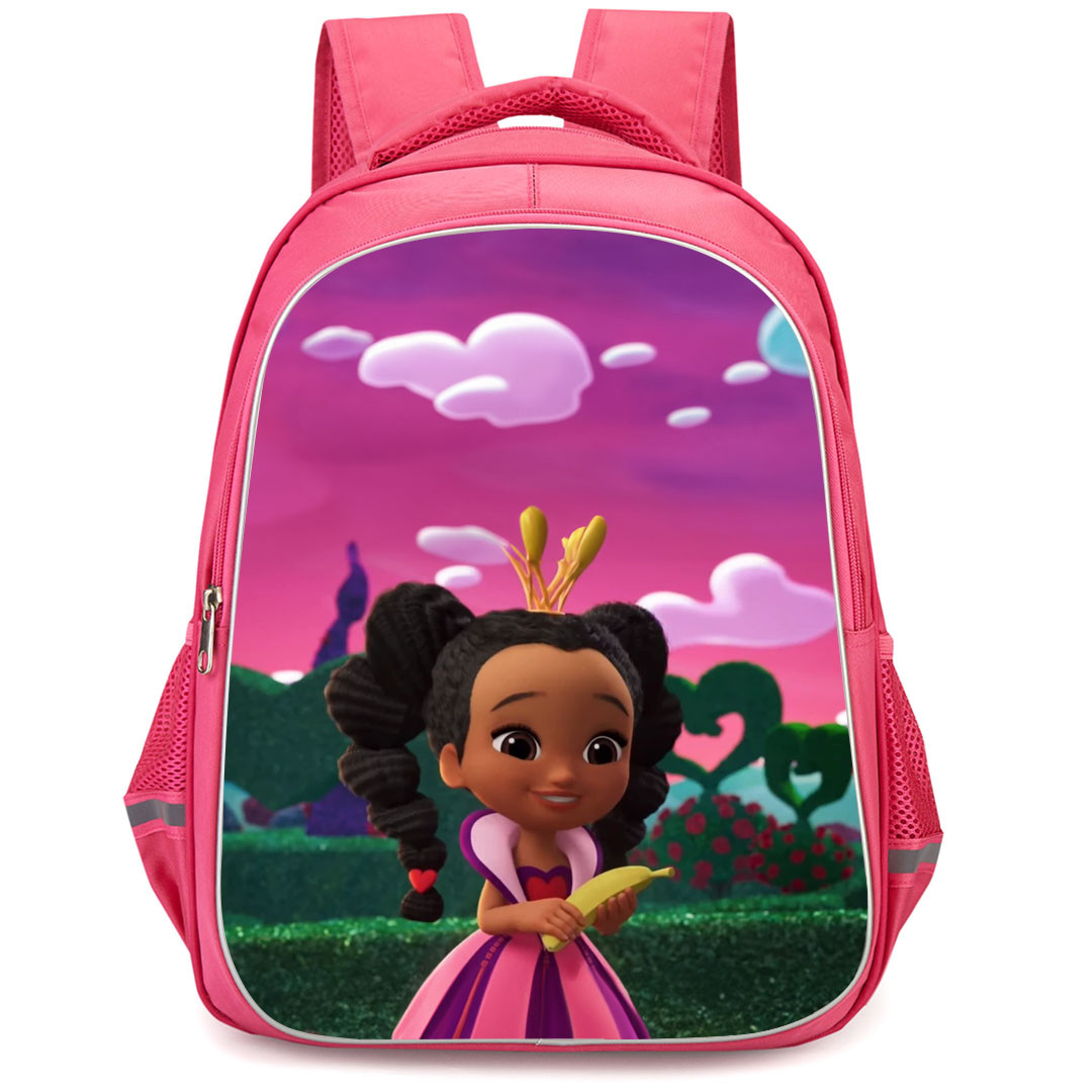 Alice's Wonderland Bakery Princess Rosa Backpack StudentPack - Princess Rosa Holding Banana