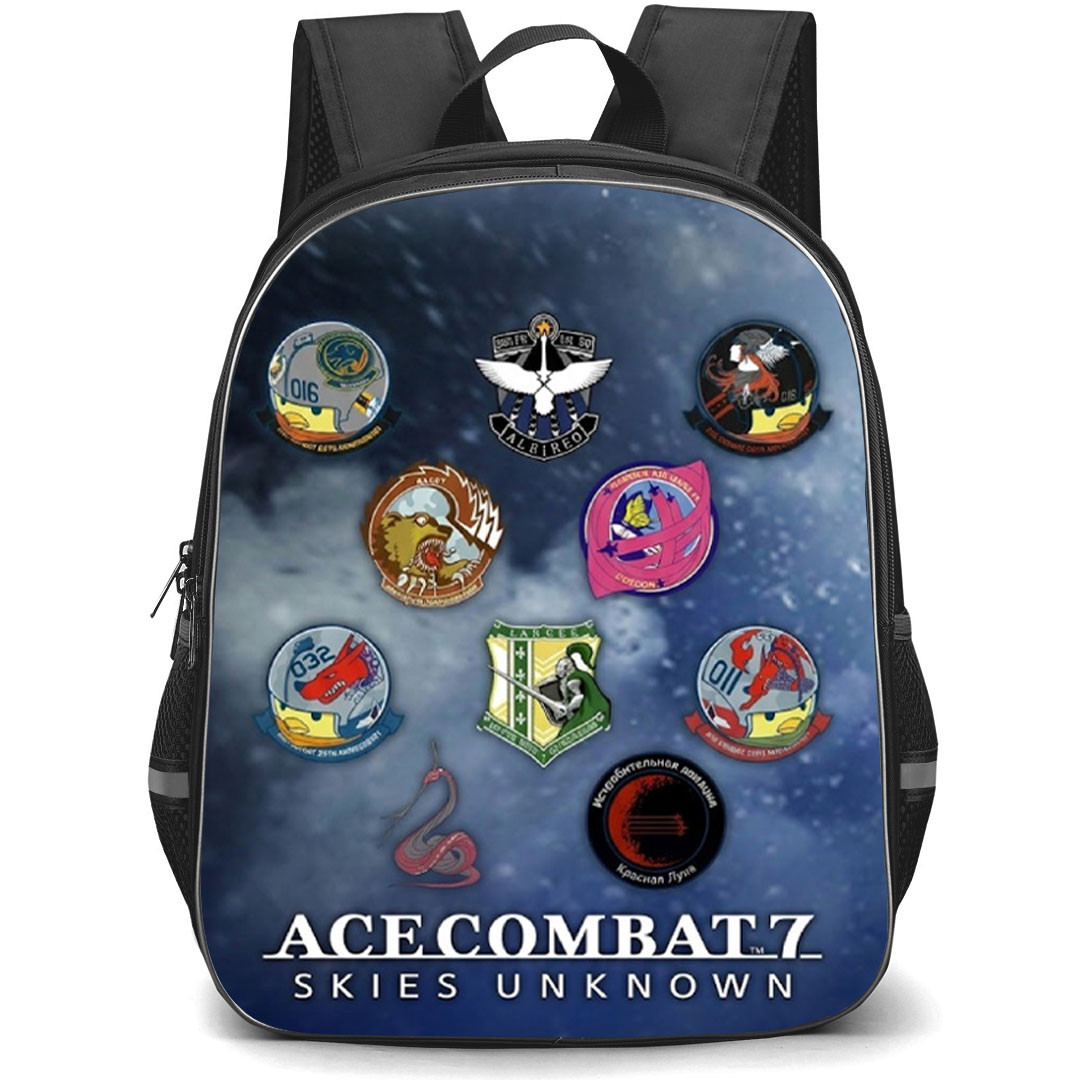 Ace Combat Backpack School Bag StudentPack - Ace Combat Squadron Patches Collage Poster