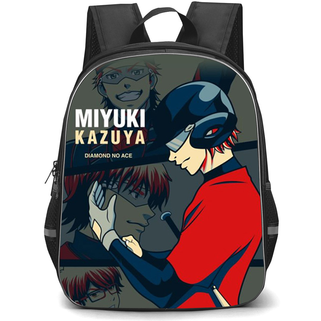 Ace Of The Diamond Miyuki Backpack School Bag StudentPack - Miyuki Collage Side Portrait Illustration