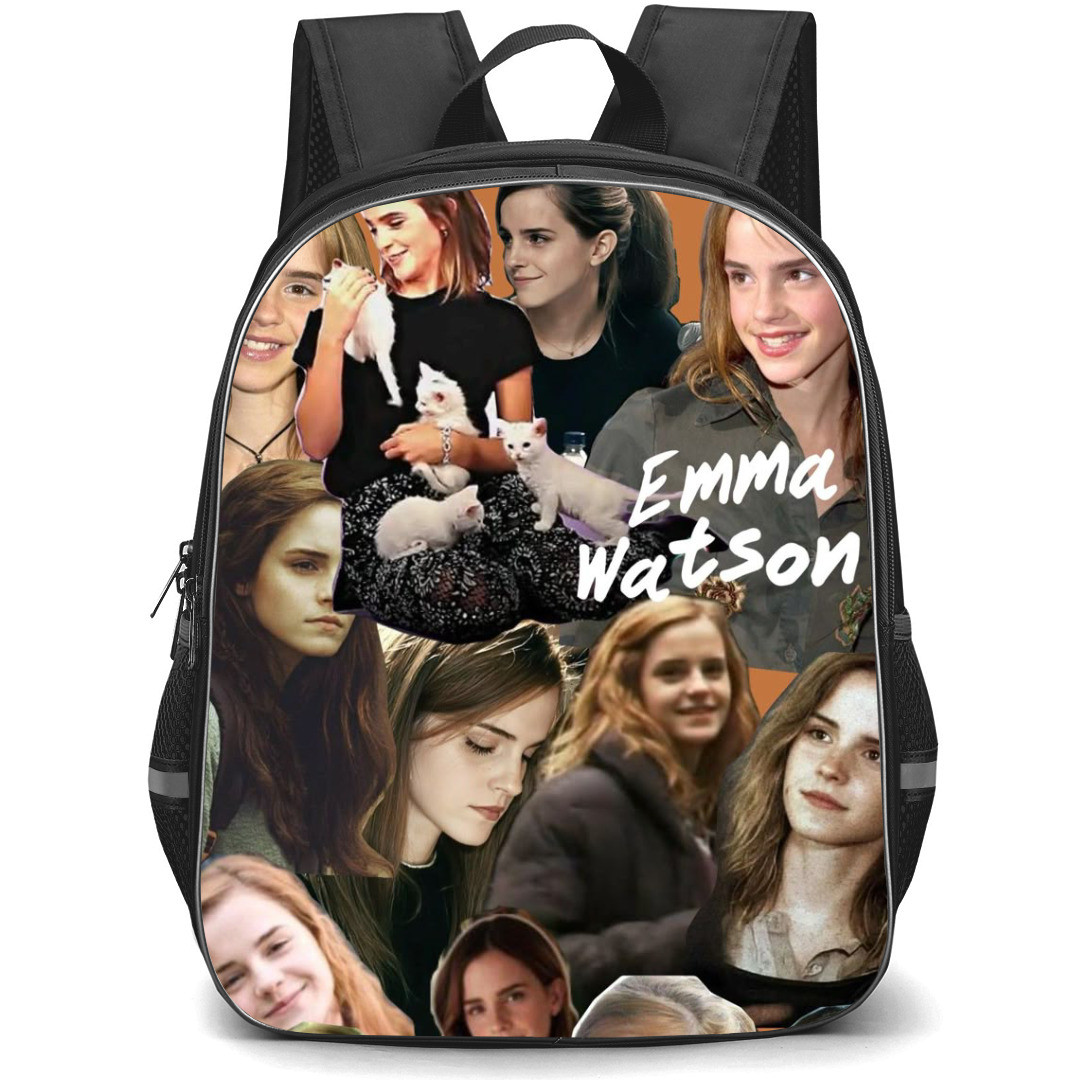 Emma Watson Backpack School Bag StudentPack - Emma Watson Smiling Portrait Old Collage