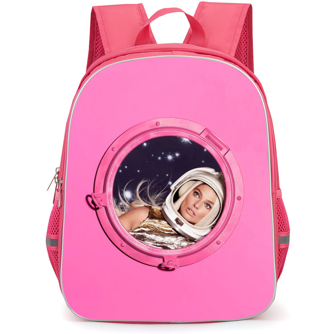 Margot Robbie Backpack School Bag StudentPack - Margot Robbie Astronaut Portrait Pink Background