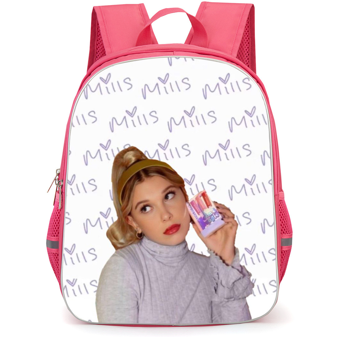 Millie Bobby Brown Backpack School Bag StudentPack - Millie Bobby Brown Mills Brand Pattern Portrait