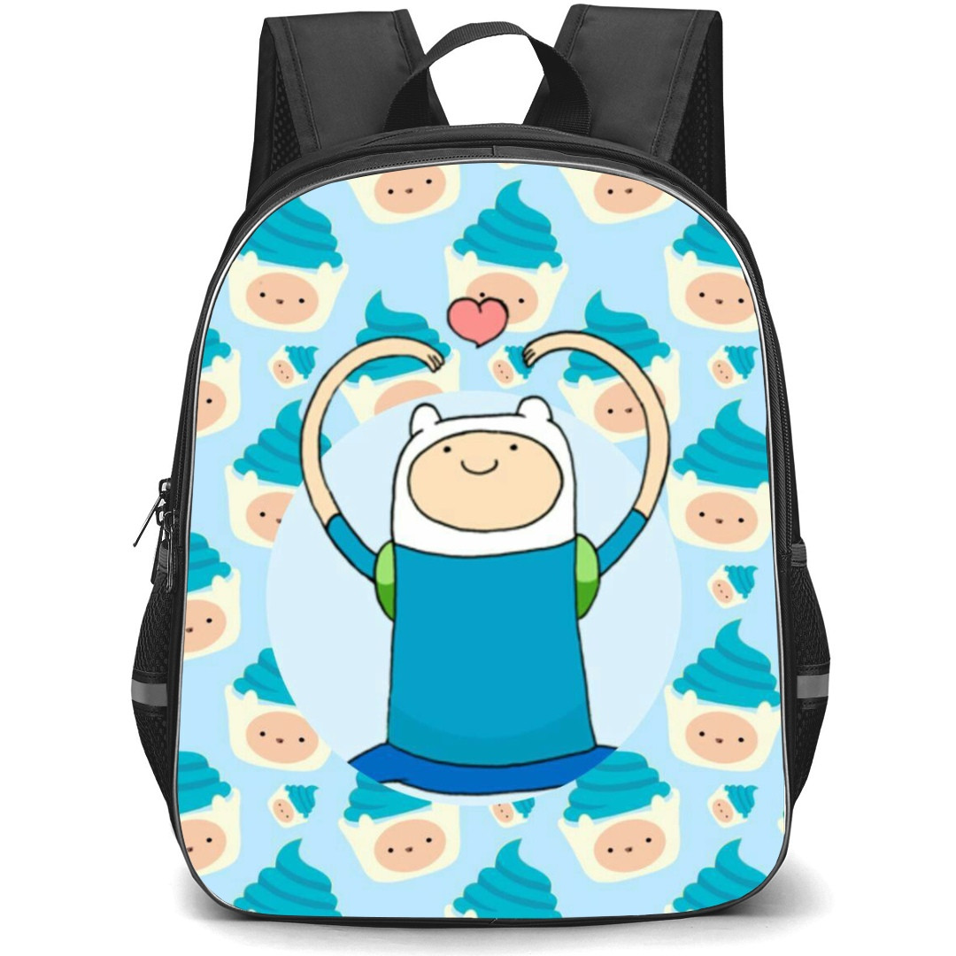 Adventure Time Finn The Human School Backpack StudentPack - Finn The Human Cupcake Pattern Art