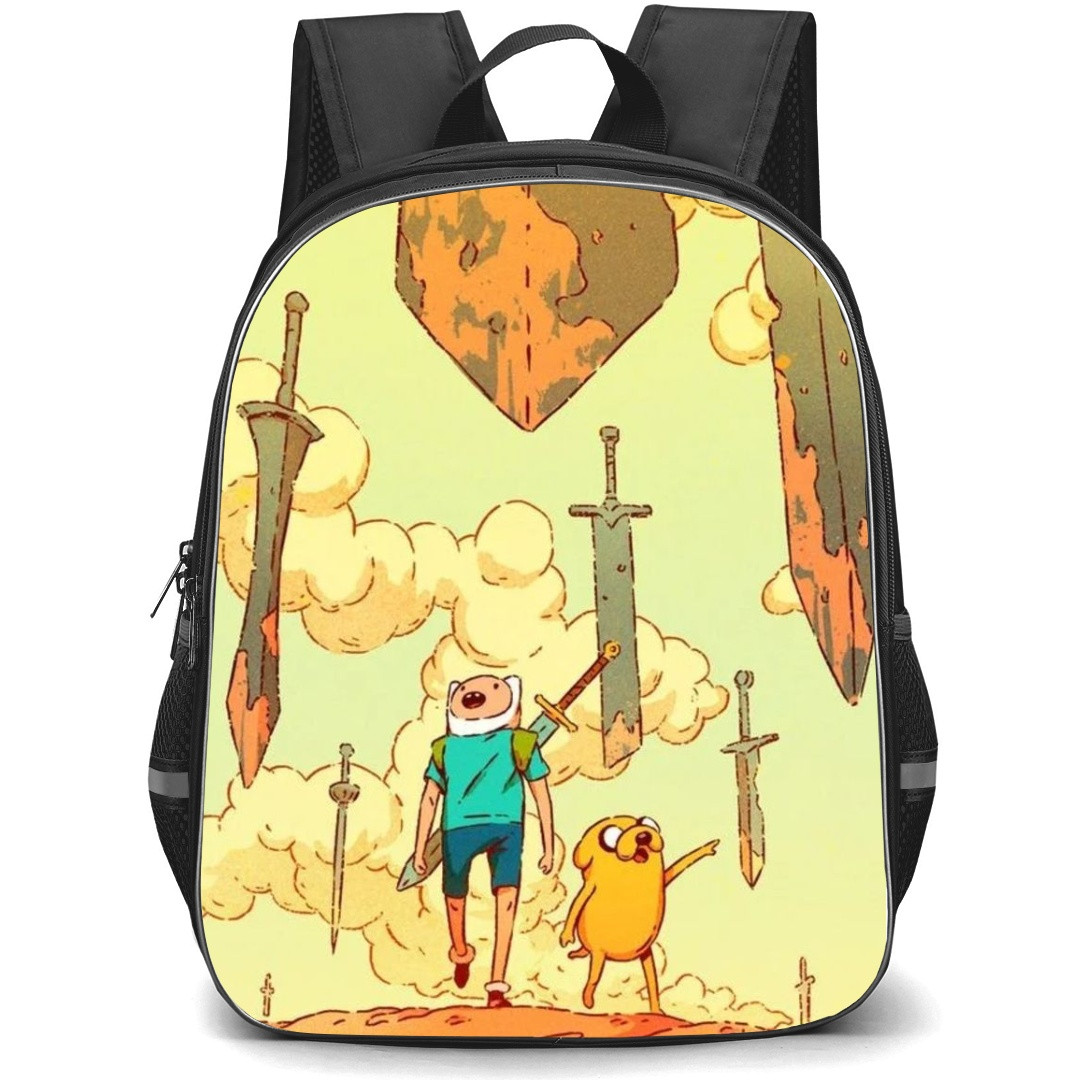 Adventure Time Finn The Human School Backpack StudentPack - Finn The Human Walking Swords Background