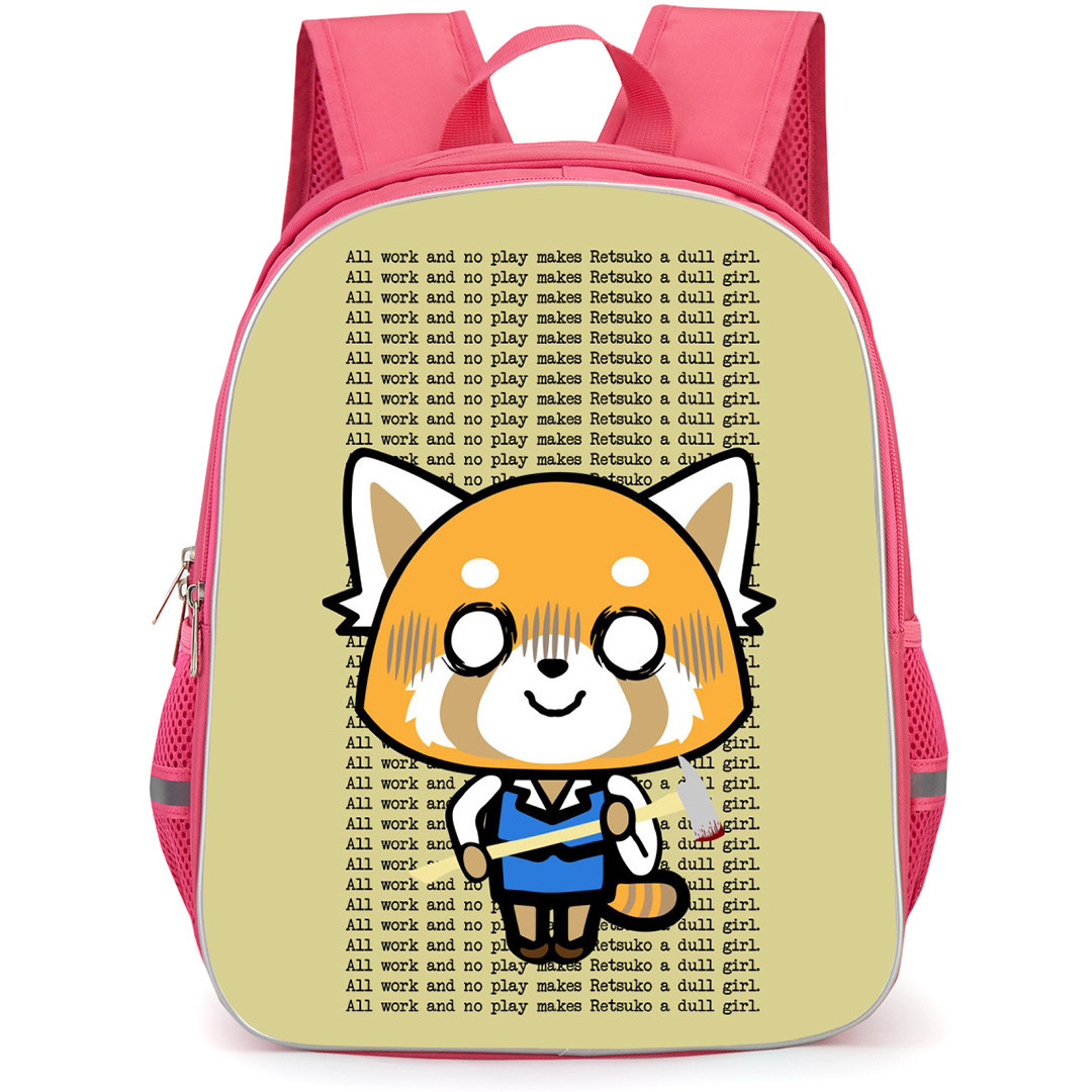 Aggretsuko Backpack School Bag StudentPack - All Work No Play Quote Portrait Poster