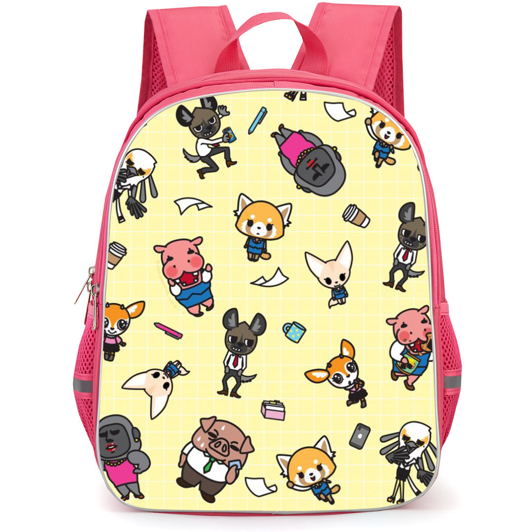 Aggretsuko Backpack School Bag StudentPack - Characters Collage In Yellow Background