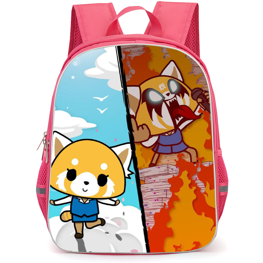 Aggretsuko Backpack School Bag StudentPack - Sky Fire Singing Split Collage