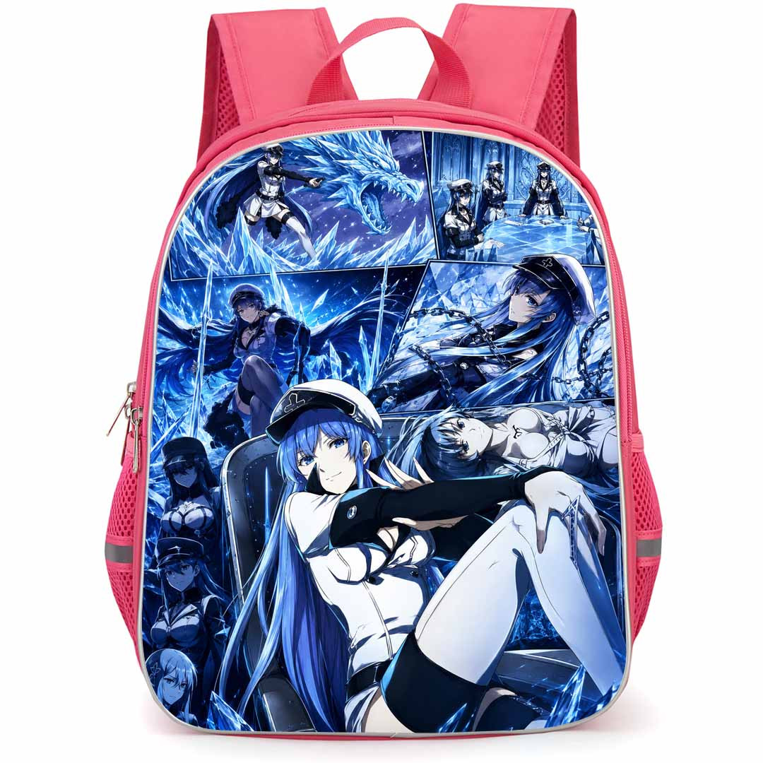 Akame Ga Kill Esdeath Backpack School Bag StudentPack - Esdeath Smiling Portrait In Blue Collage