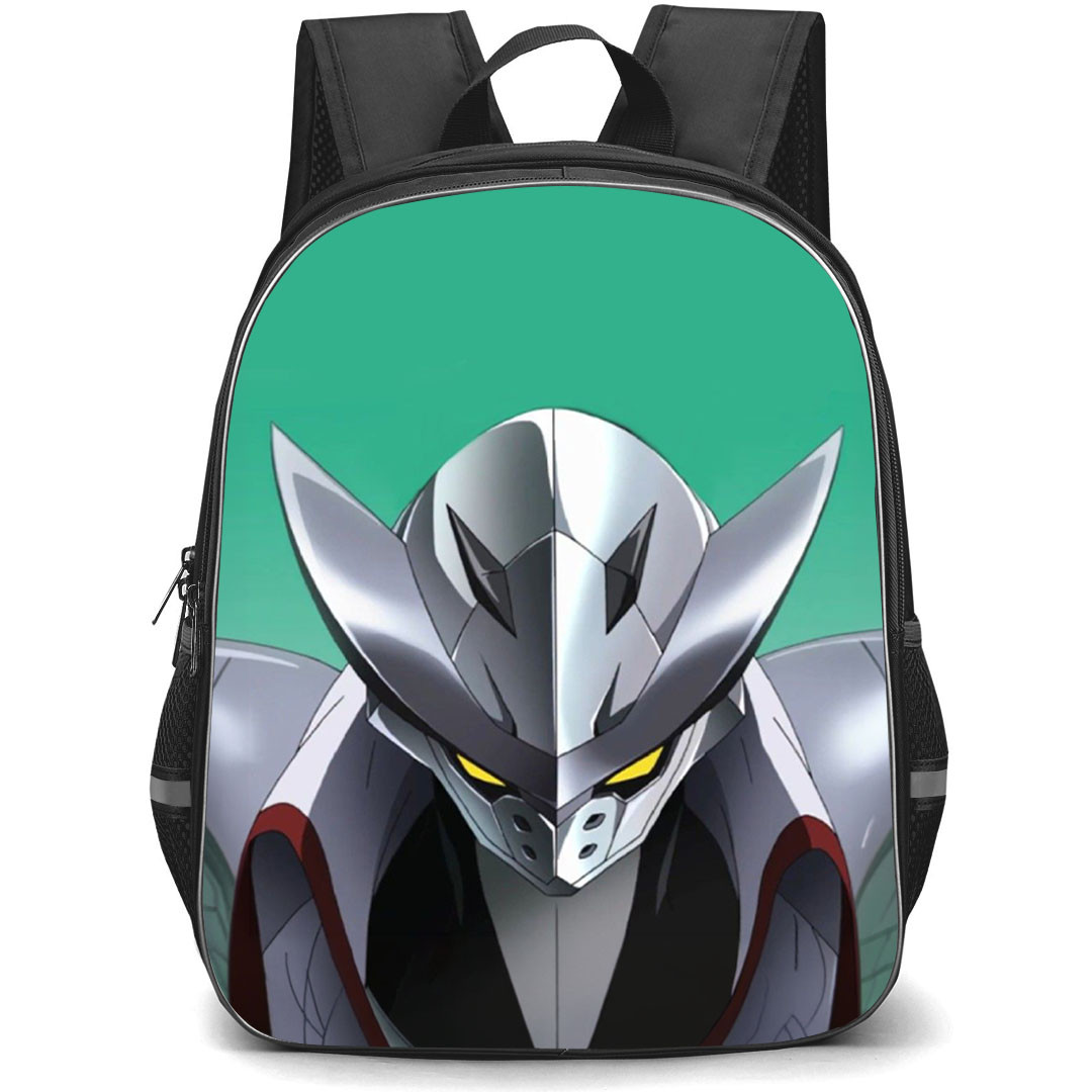 Akame Ga Kill Tatsumi Backpack School Bag StudentPack - Tatsumi Incursio Armor Portrait On Green Background