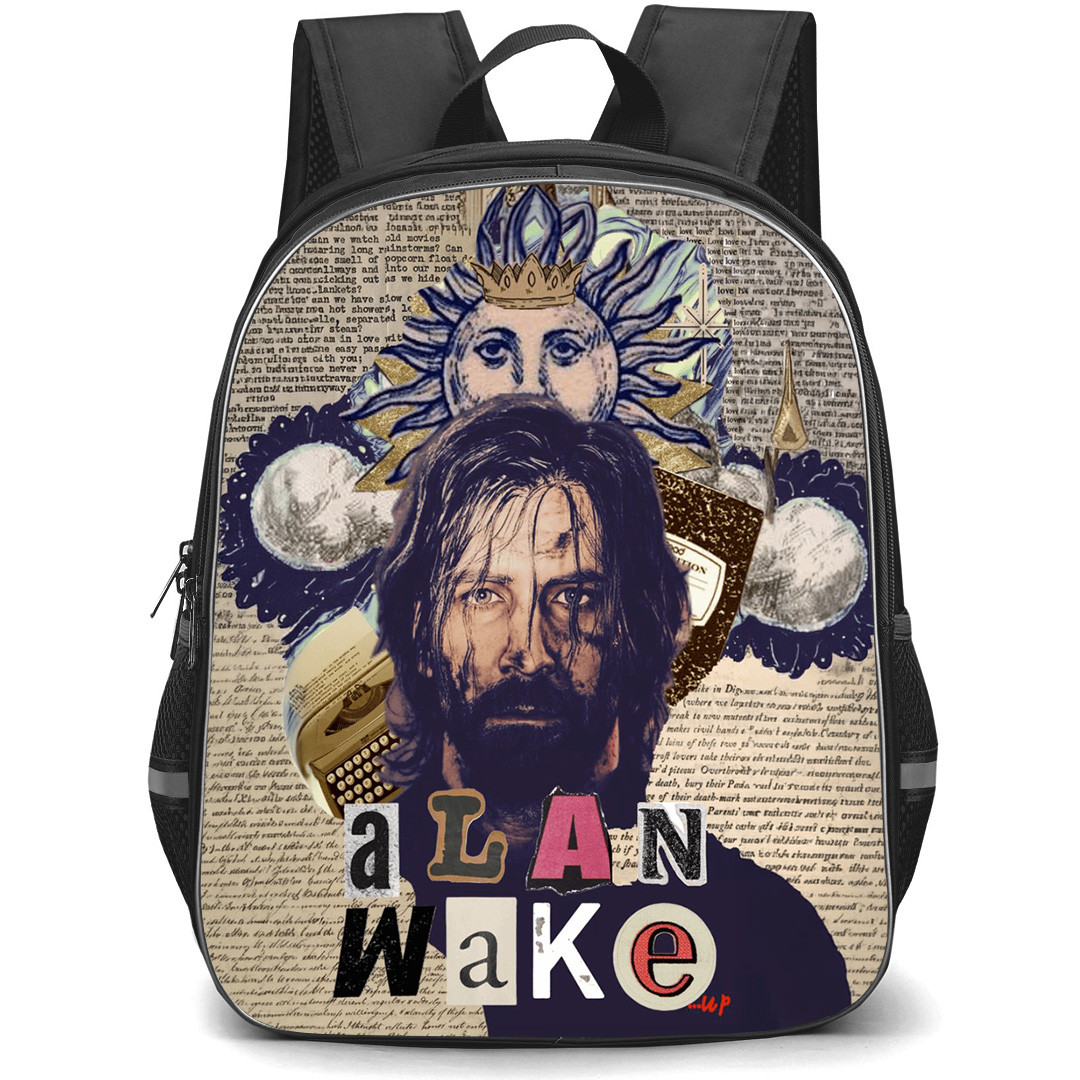 Alan Wake Backpack School Bag StudentPack - Alan Wake Newspaper Collage