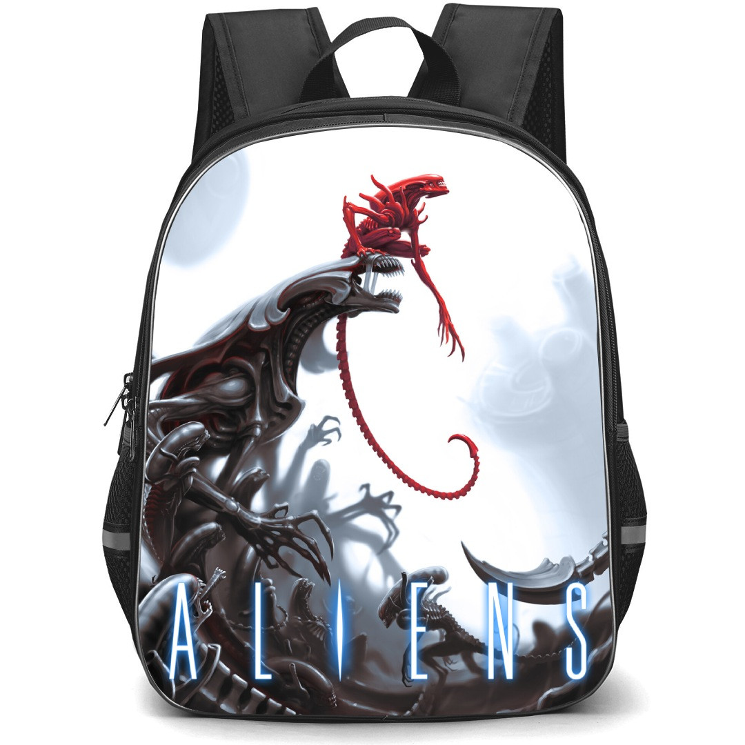 Aliens Movie Red Xenomorphs Backpack StudentPack - Red Xenomorphs Side Portrait Illustration