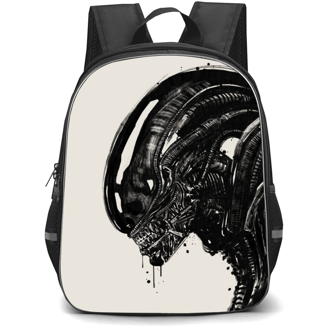 Aliens Movie Xenomorph Backpack StudentPack - Xenomorph Side Portrait Ink Art