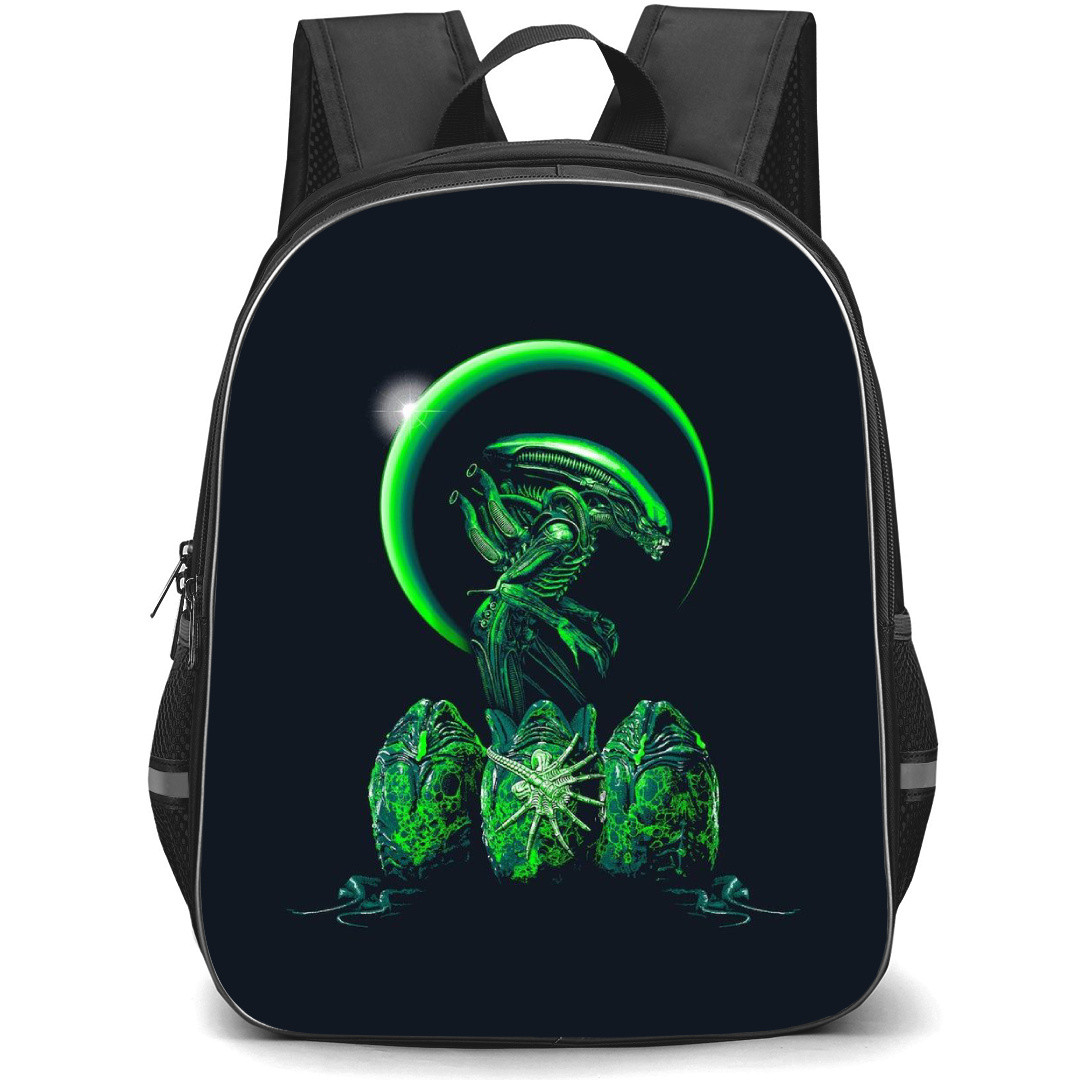 Aliens Backpack StudentPack - Xenomorph Side Portrait Green Moon Background Poster