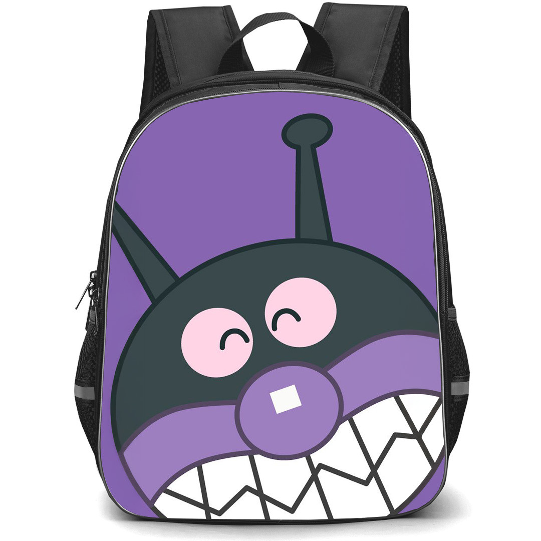Anpanman Baikinman Backpack StudentPack - Baikinman Face On Purple Background