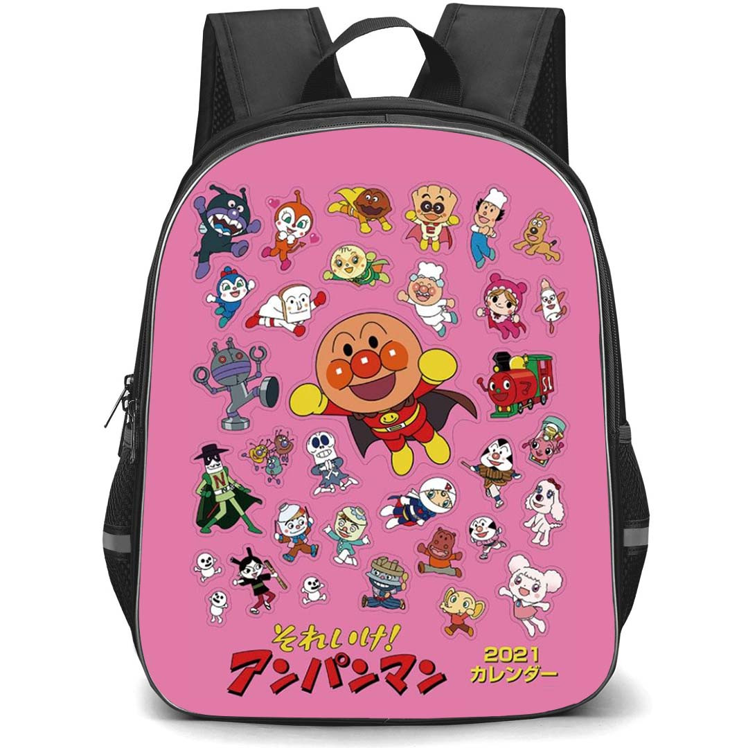 Anpanman Backpack StudentPack - Anpanman Characters Magazine Art On Pink Background