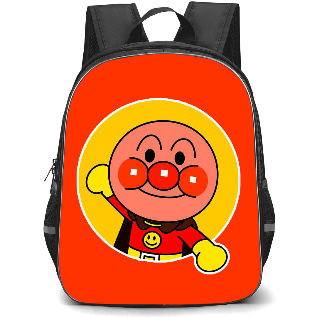 Anpanman Backpack StudentPack - Anpanman Half Body Sticker Art On Red Background