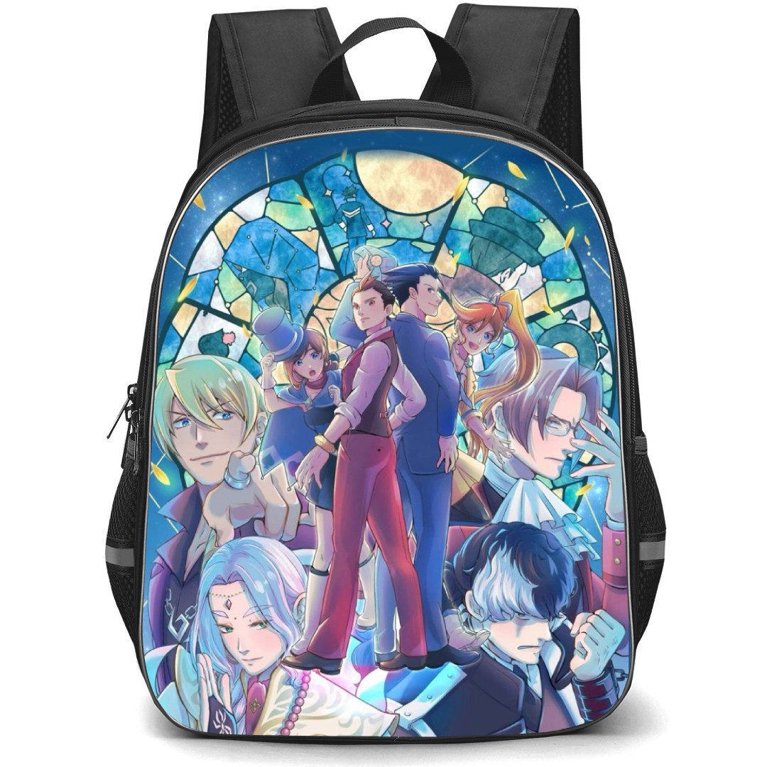 Apollo Justice Ace Attorney Trilogy Backpack StudentPack - Characters Poster In Mosaic Background