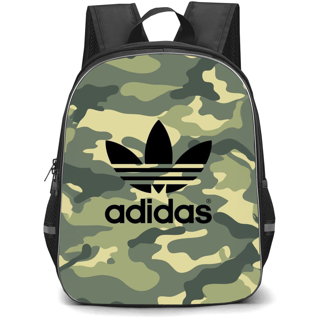 Adidas Backpack School Bag StudentPack - Adidas Logo On Military Camouflage Pattern Background